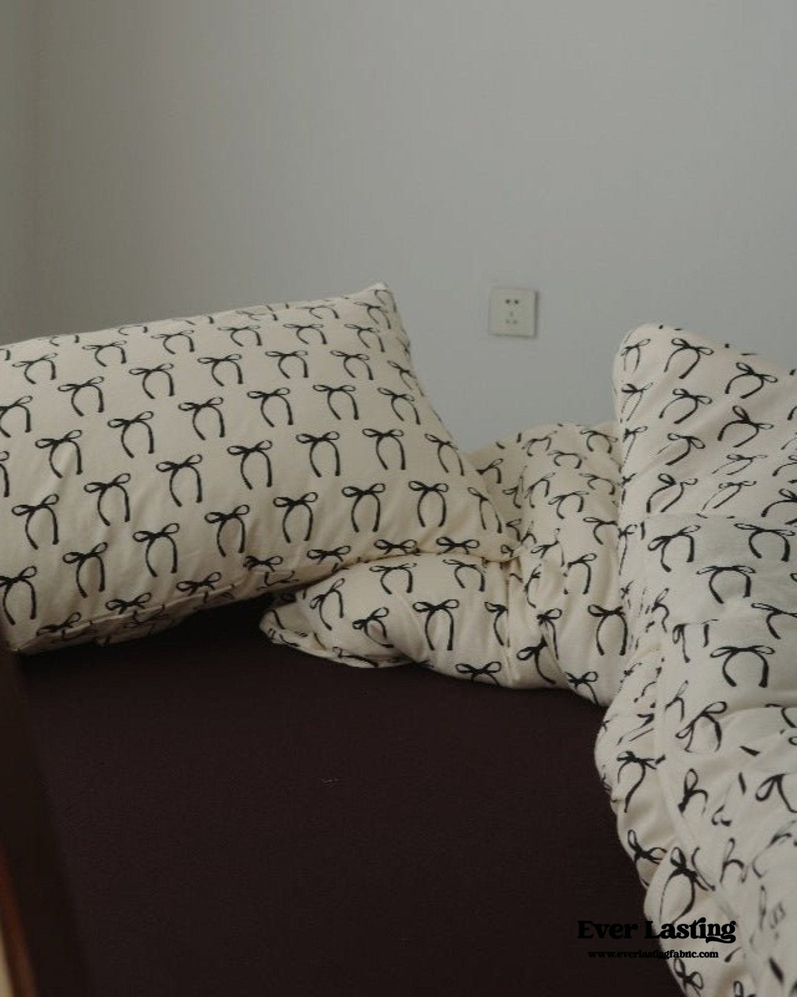 Rosemary Vintage Brown Bow Bedding Set
