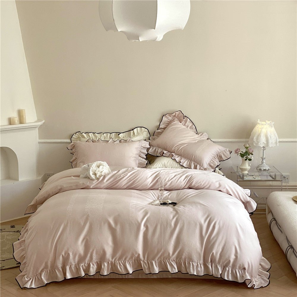 Silky Ruffle Bedding Set / Ivory White
