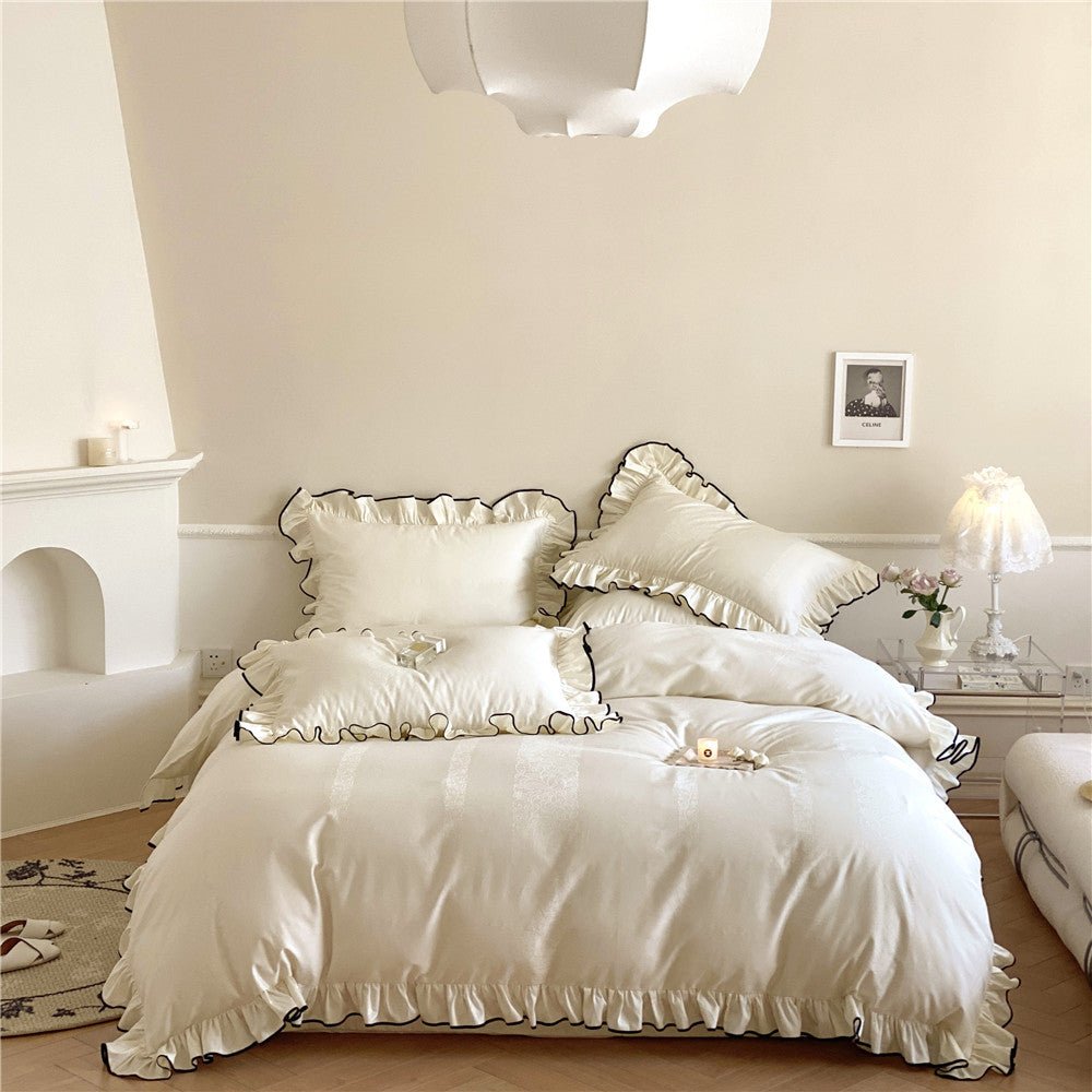 Silky Ruffle Bedding Set / Rust Pink