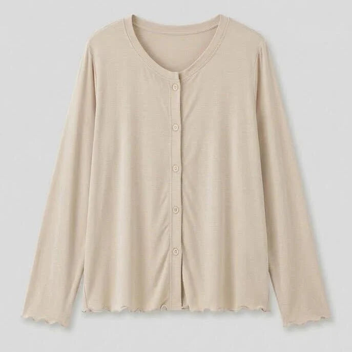 Solid Ruffle V Tank and Long Pants with Cardigan Modal Pajama Set