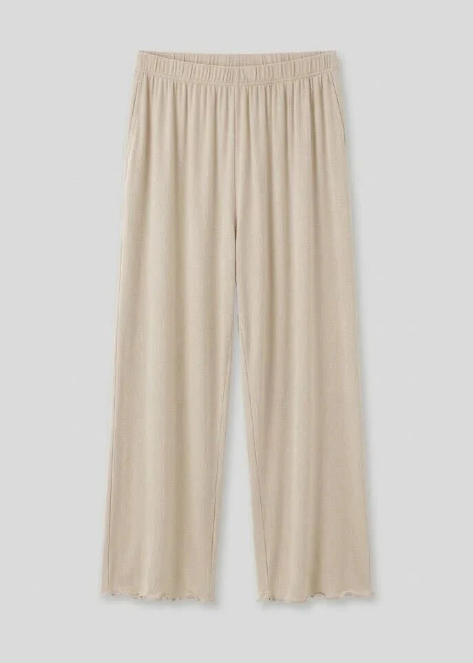 Solid Ruffle V Tank and Long Pants with Cardigan Modal Pajama Set