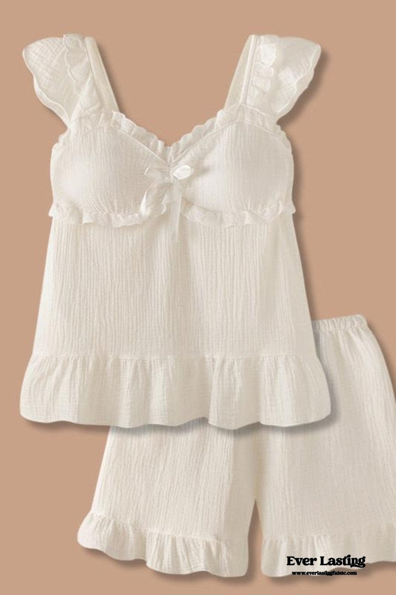 Sweet Ruffle Shorts Pajama Set / Pink