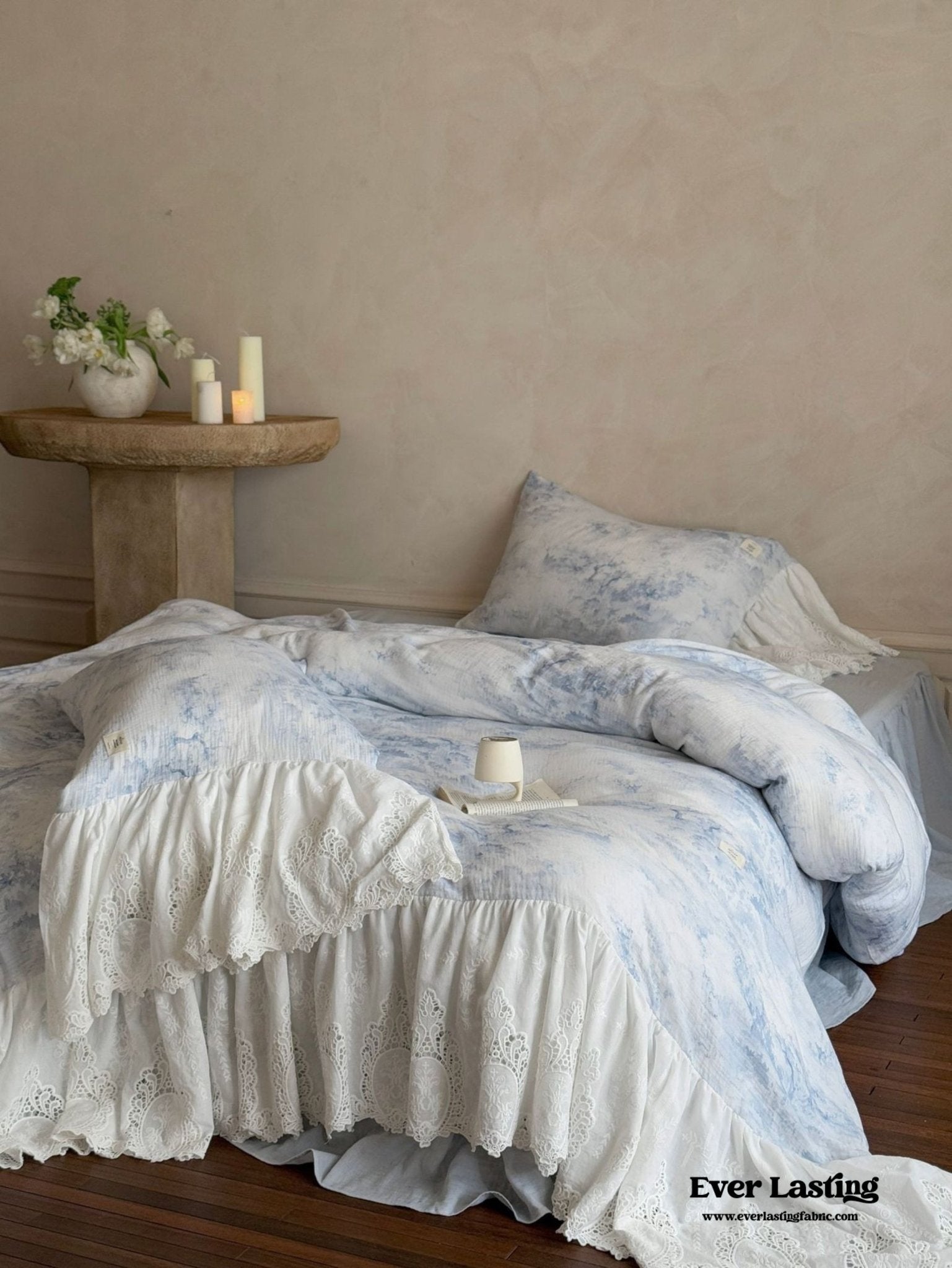 Sylvie Lace Gauze Bedding Set / Blue Sky