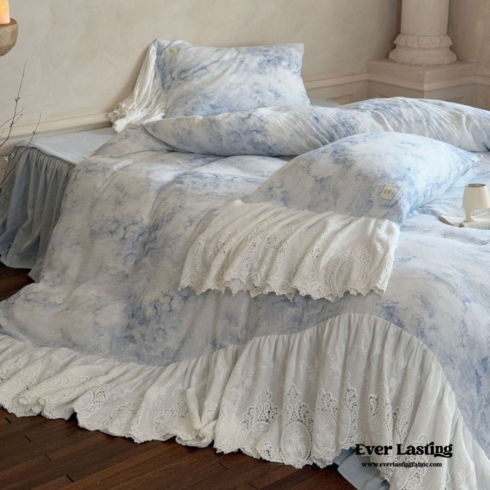 Sylvie Lace Gauze Bedding Set / Blue Sky