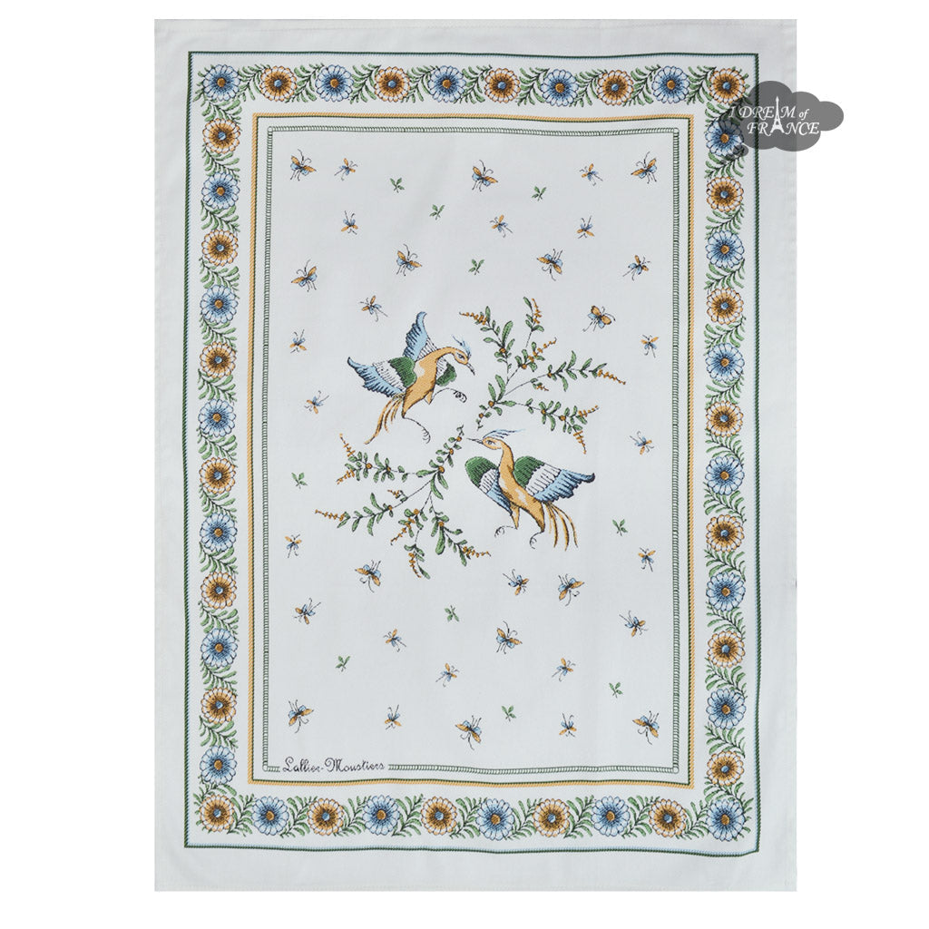 Moustiers Green & Cream French Cotton Kitchen Towel by Tissus Toselli