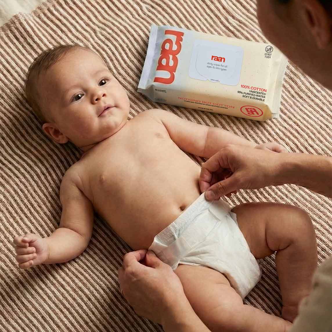 100% COTTON WATER WIPES, UNBLEACHED