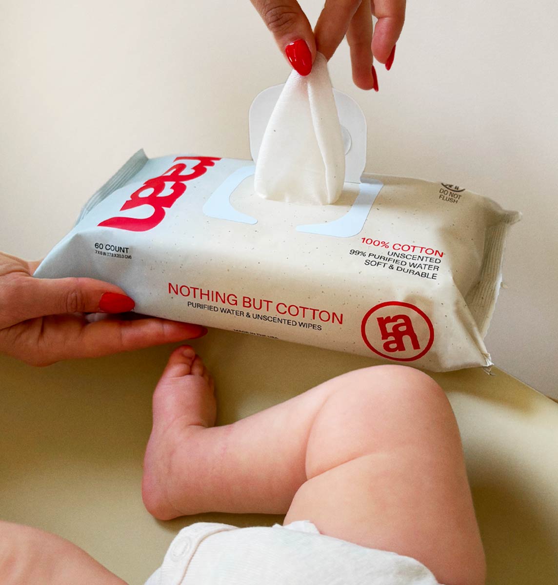 100% COTTON WATER WIPES, UNBLEACHED