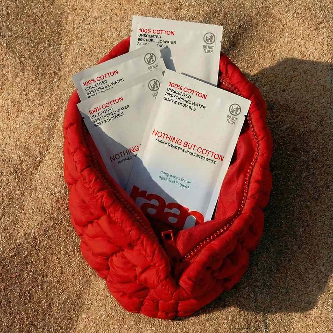100% COTTON WATER WIPES, UNBLEACHED. POCKET SIZE