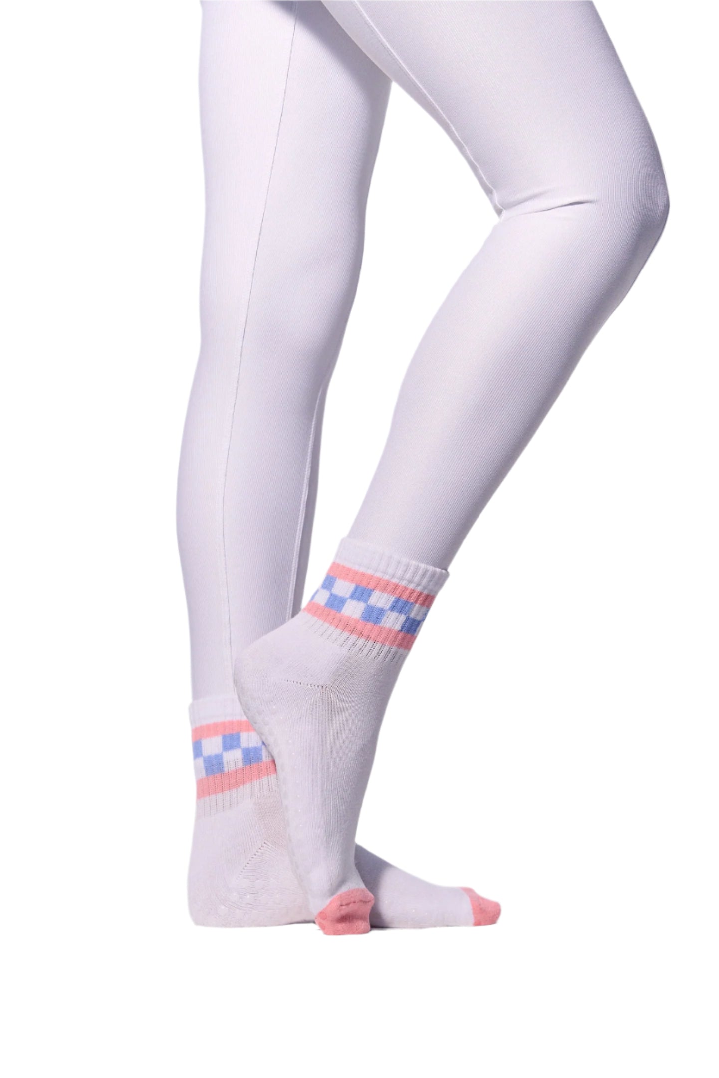 COCO Checkered Grip Socks | Blue & Pink