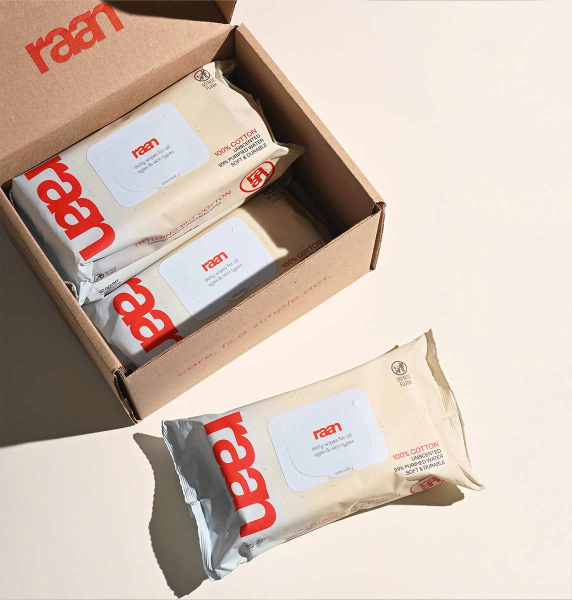 100% COTTON WATER WIPES, UNBLEACHED