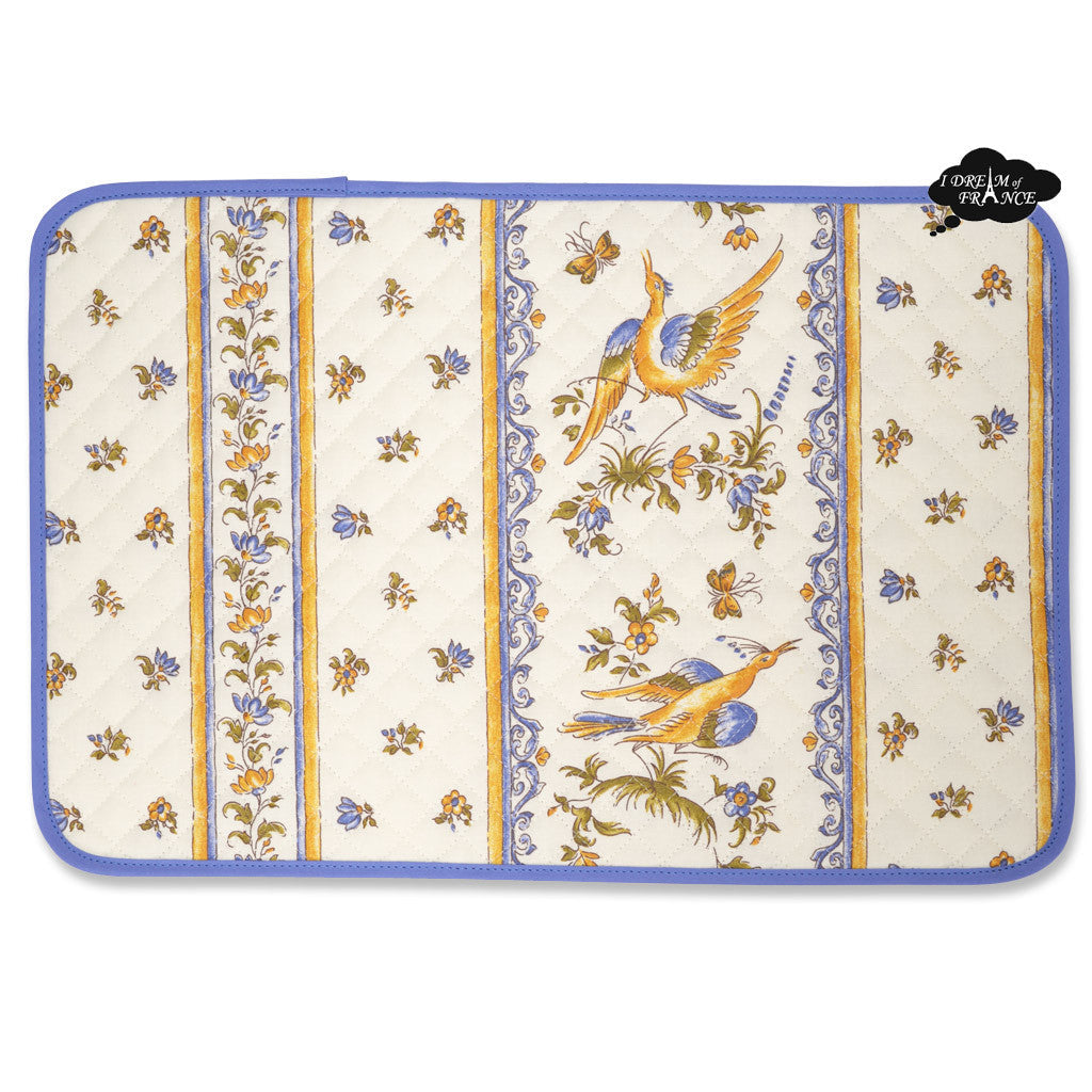 Moustiers Blue & Cream Cotton Quilted Placemats by Tissus Toselli