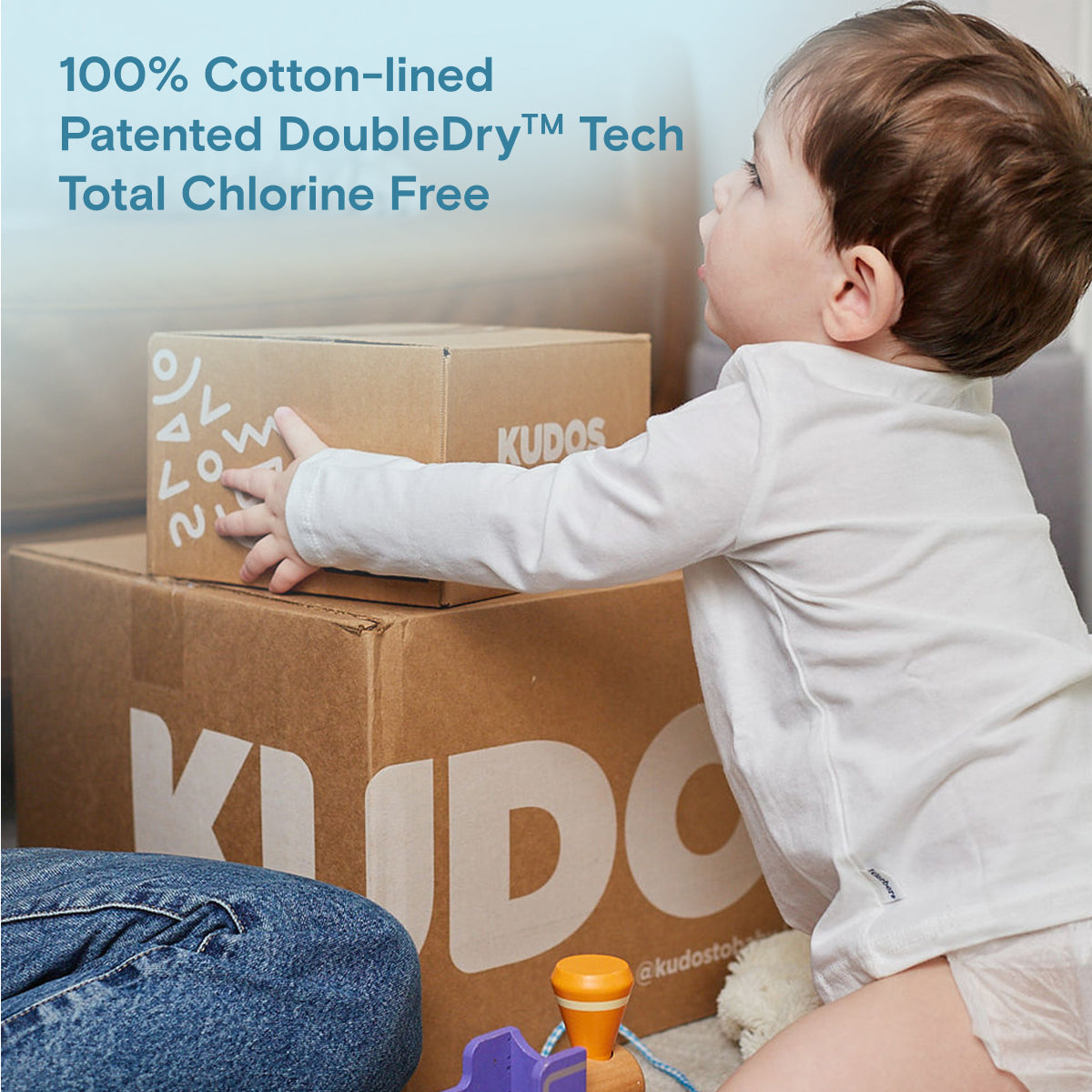 Diaper Box & Wipes Bundle | 100% Cotton Liner, TCF Diapers Size 1-6 | Kudos