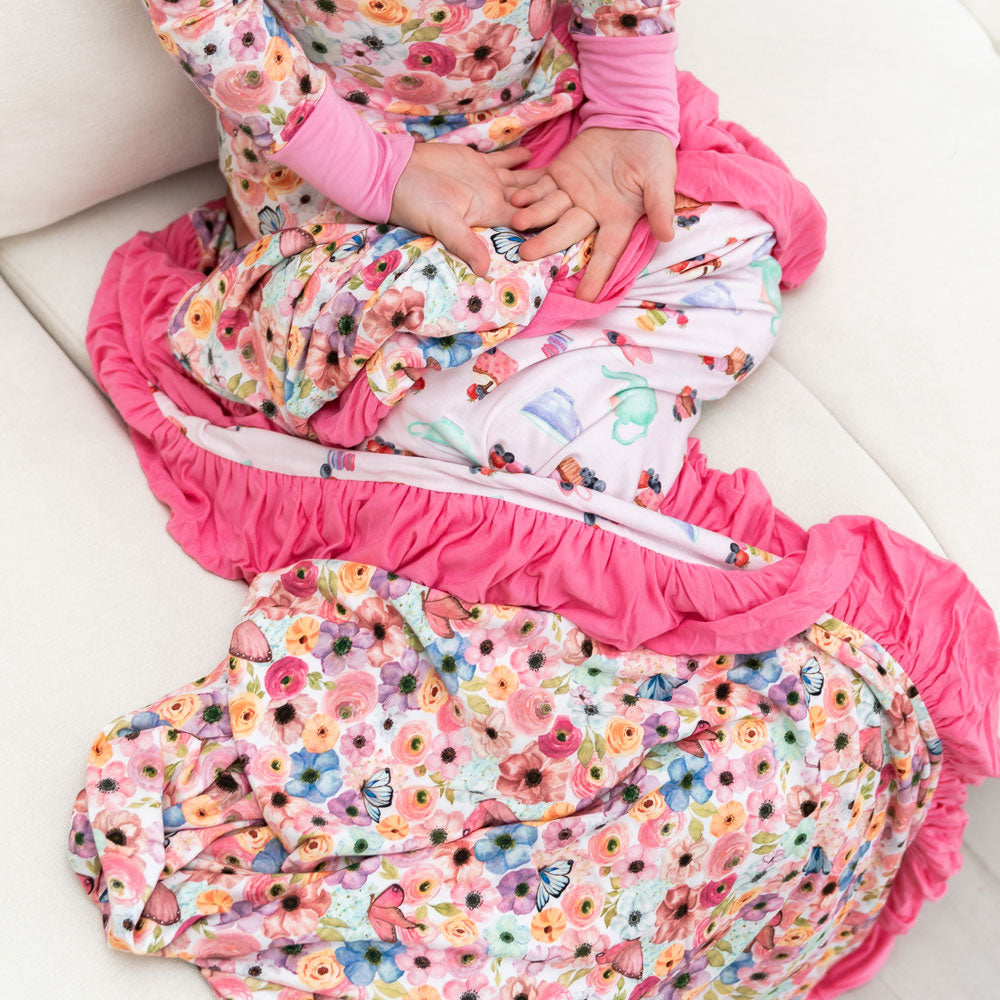 Lillian's Garden Bamboo Ruffle Toddler Blanket
