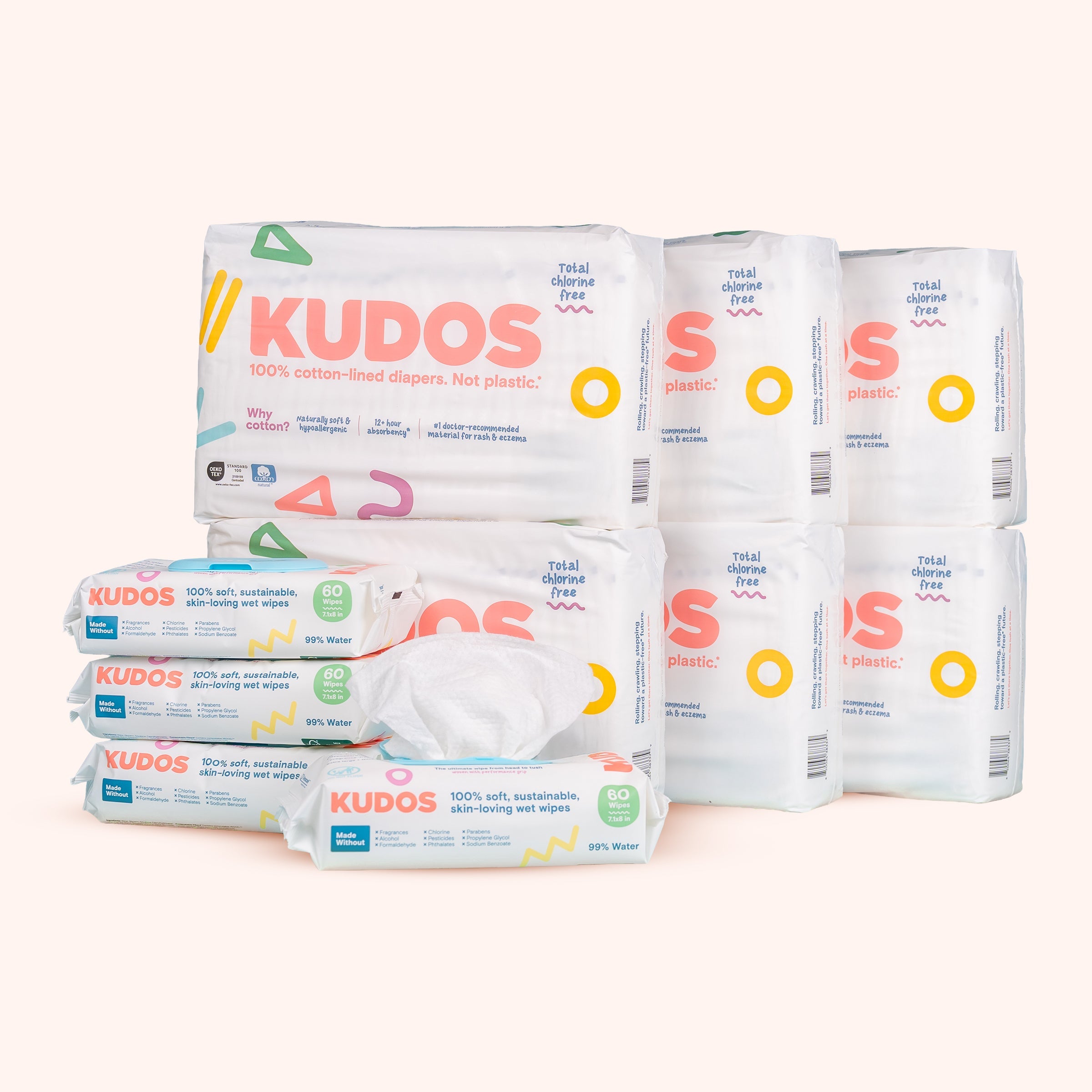 Diaper Box | 100% Cotton Liner, TCF Diapers Size 1-6 | Kudos