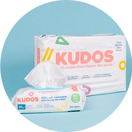 Diaper Box & Wipes Bundle | 100% Cotton Liner, TCF Diapers Size 1-6 | Kudos