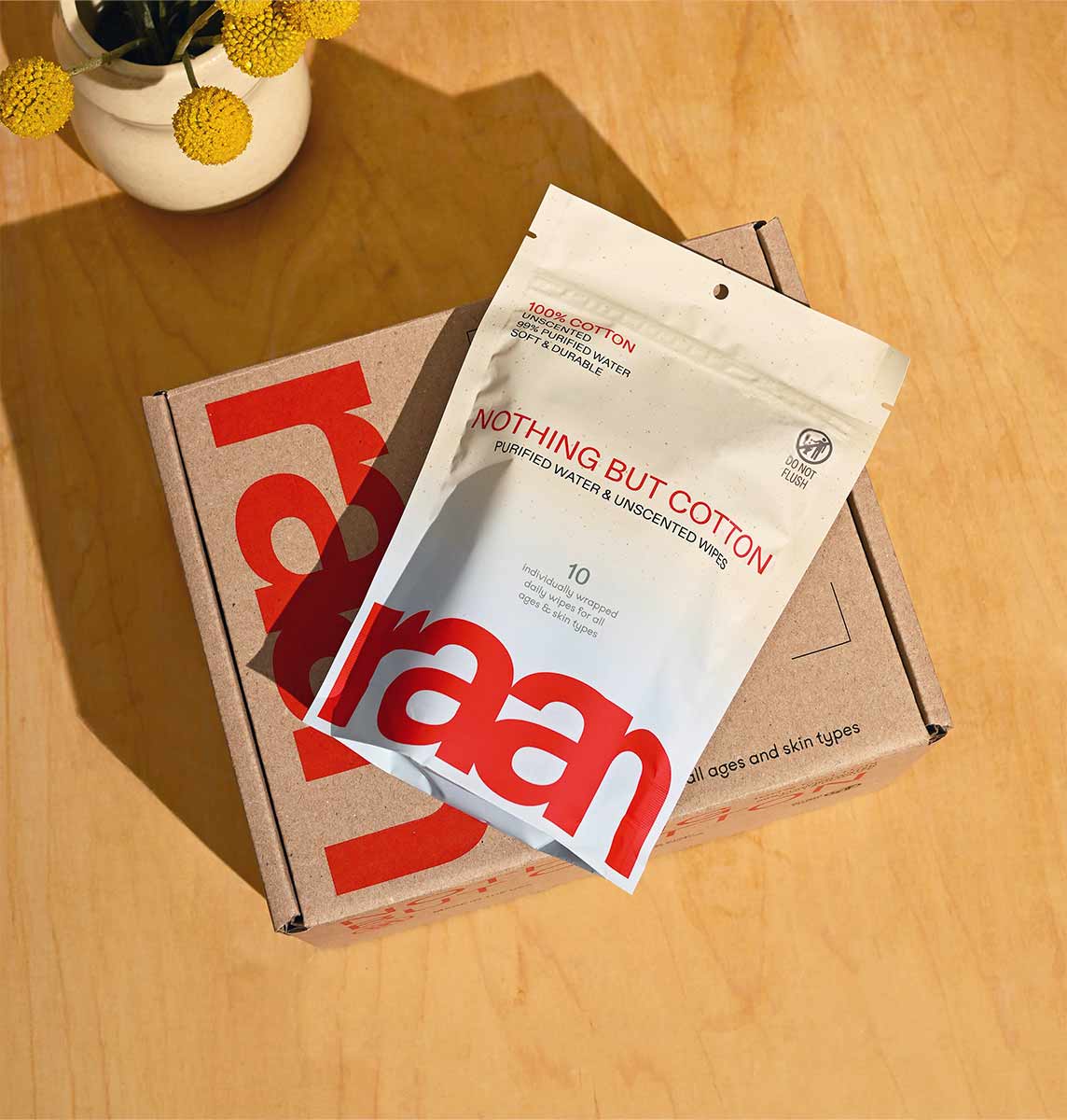 100% COTTON WATER WIPES, UNBLEACHED. POCKET SIZE
