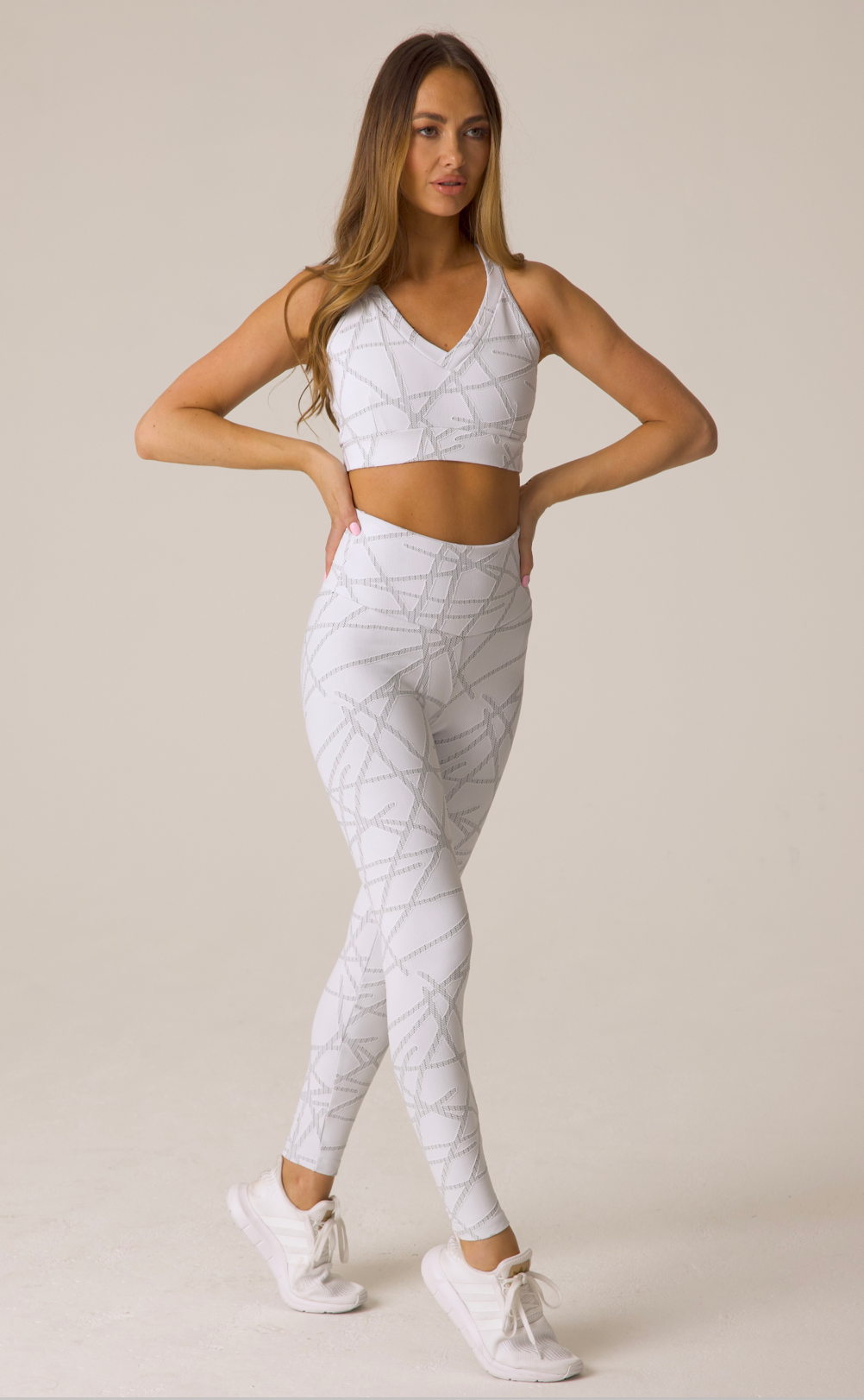 Olivia  Legging | White w/ Grey
