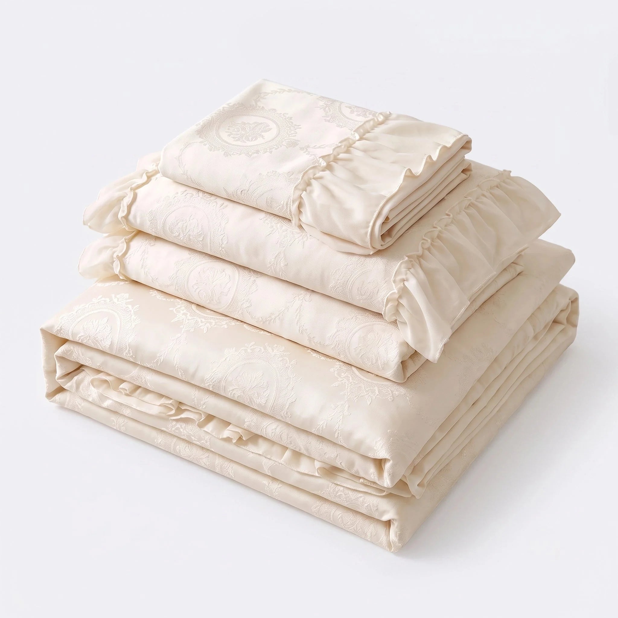 Airy Silky Floral Lace Bedding Set