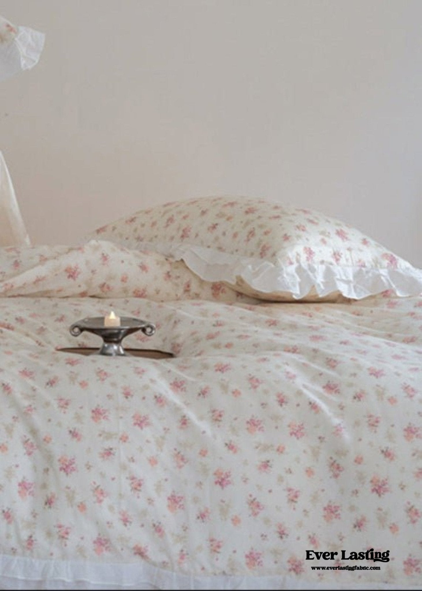 Annie Lace Ruffle Floral Bedding Set / Pink