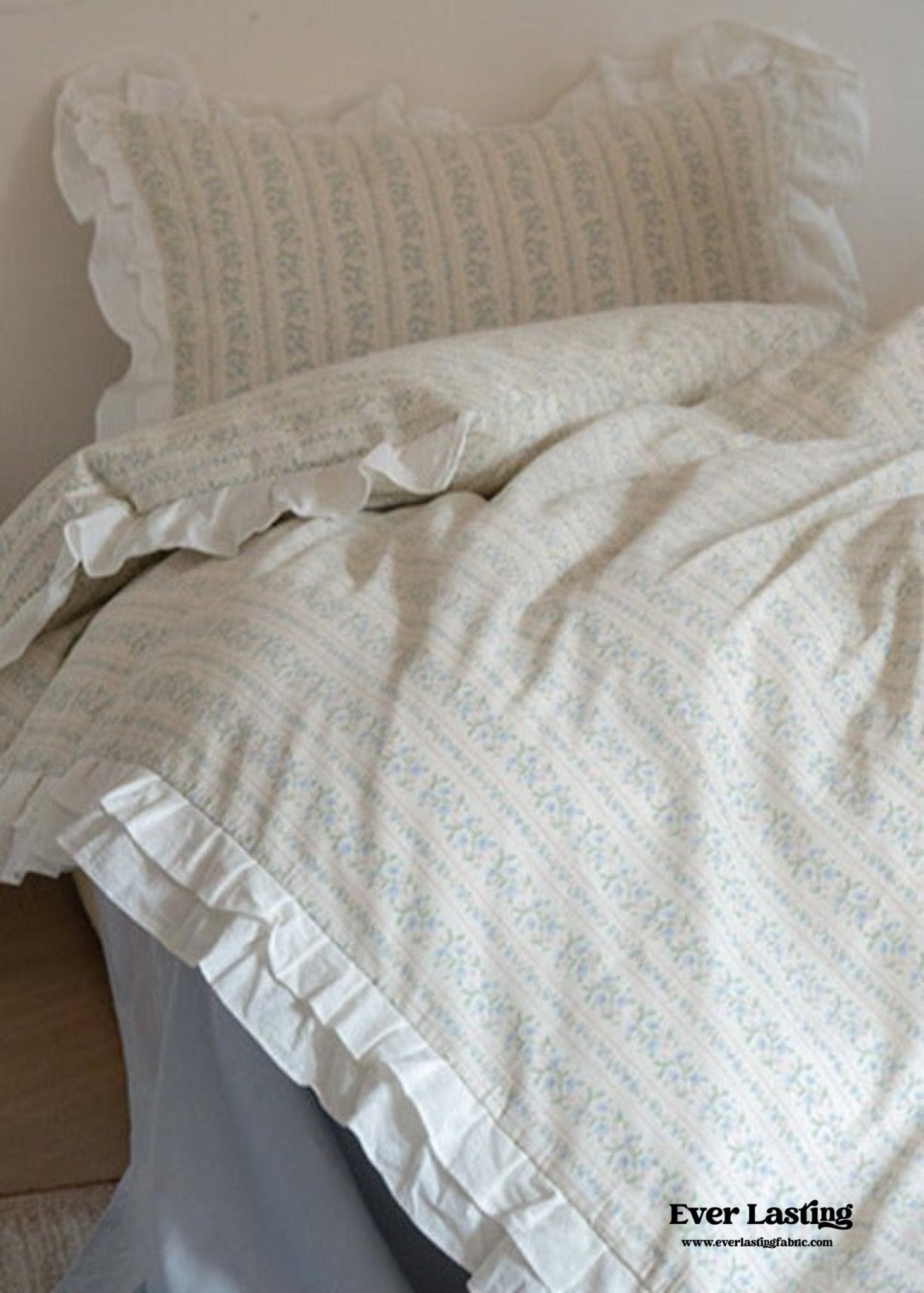 Annie Lace Ruffle Floral Bedding Set / Pink