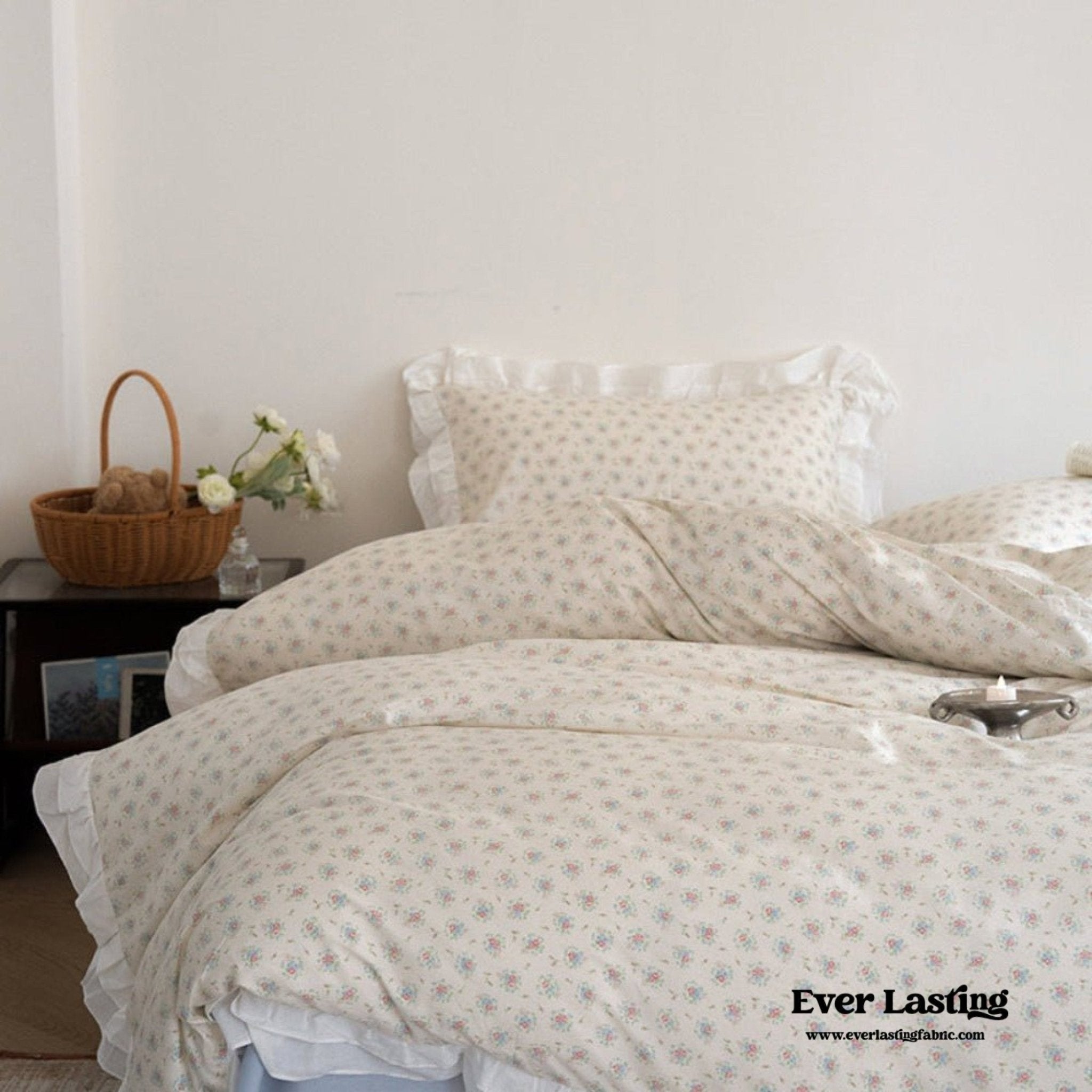 Annie Lace Ruffle Floral Bedding Set / Pink