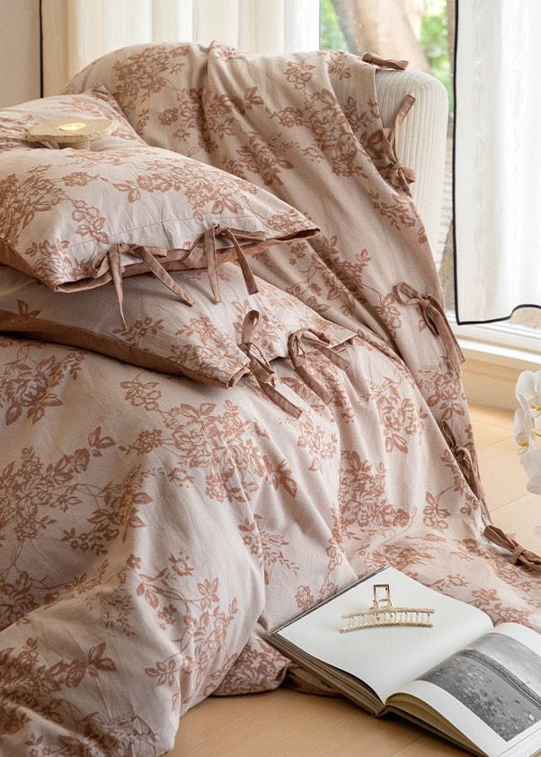 Bonnie Ribbon Bow Tie Floral Bedding Set / Blue