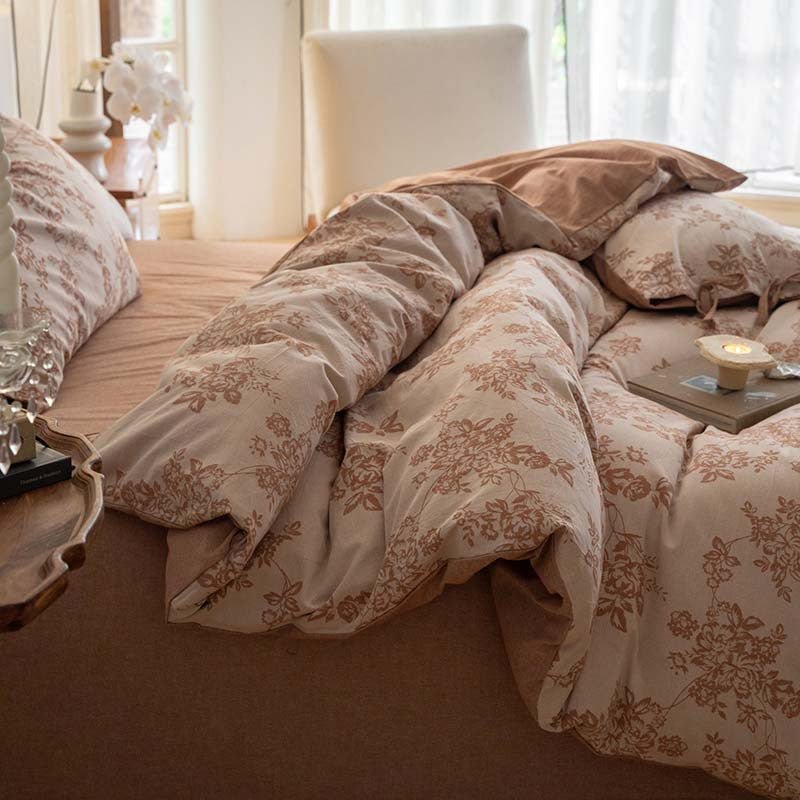 Bonnie Ribbon Bow Tie Floral Bedding Set / Light Gray