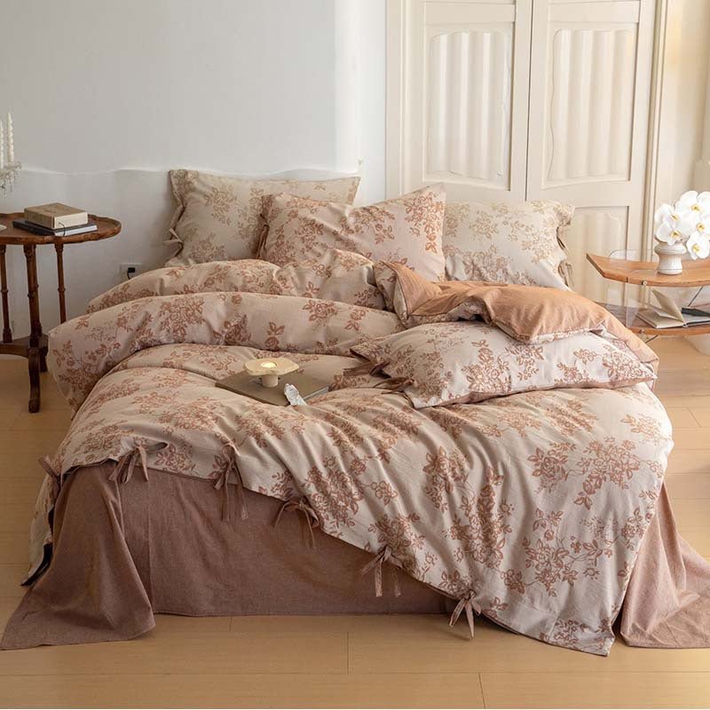Bonnie Ribbon Bow Tie Floral Bedding Set / Blue