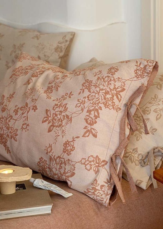 Bonnie Ribbon Bow Tie Floral Bedding Set / Light Gray