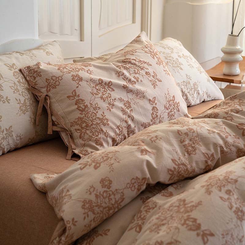 Bonnie Ribbon Bow Tie Floral Bedding Set / Light Gray