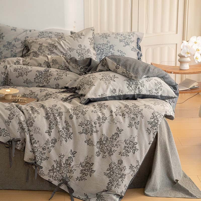 Bonnie Ribbon Bow Tie Floral Bedding Set / Blue