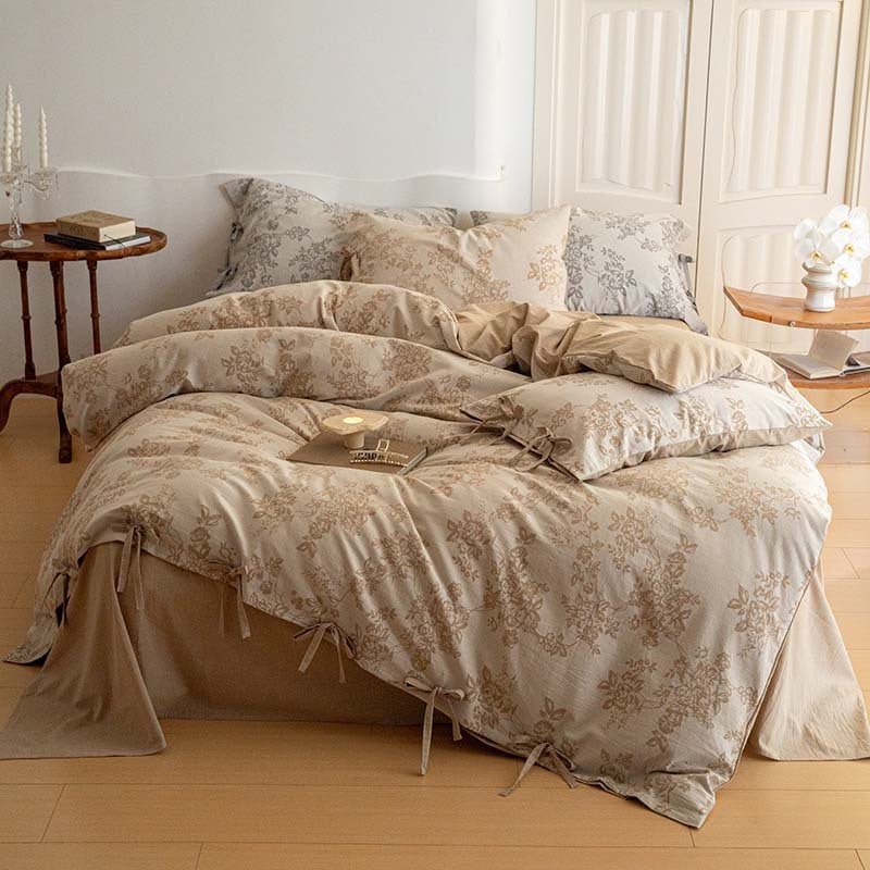 Bonnie Ribbon Bow Tie Floral Bedding Set / Blue
