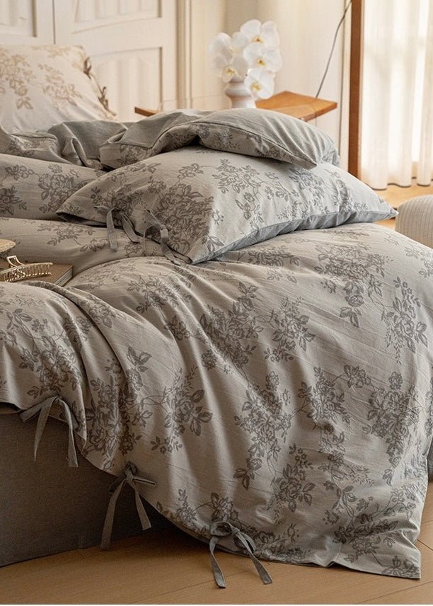 Bonnie Ribbon Bow Tie Floral Bedding Set / Pink