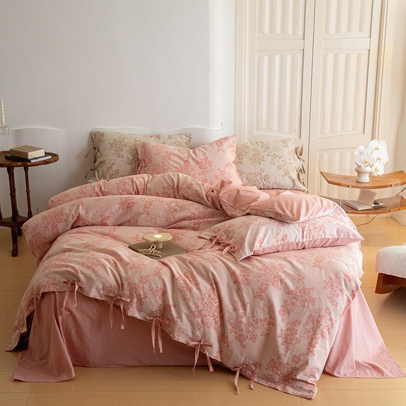 Bonnie Ribbon Bow Tie Floral Bedding Set / Blue