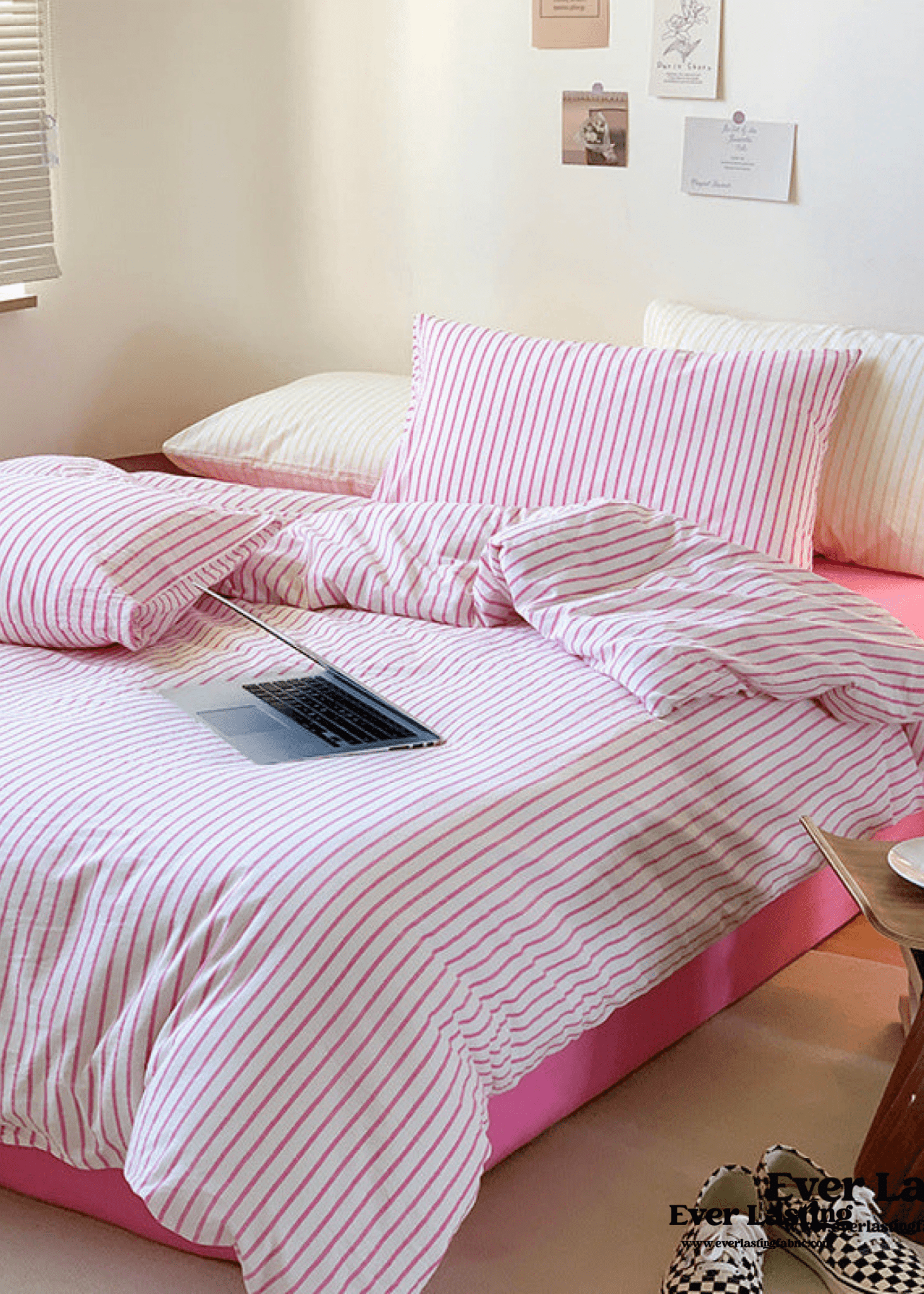 Candy Stripe Washed Cotton Bedding Set / Yellow
