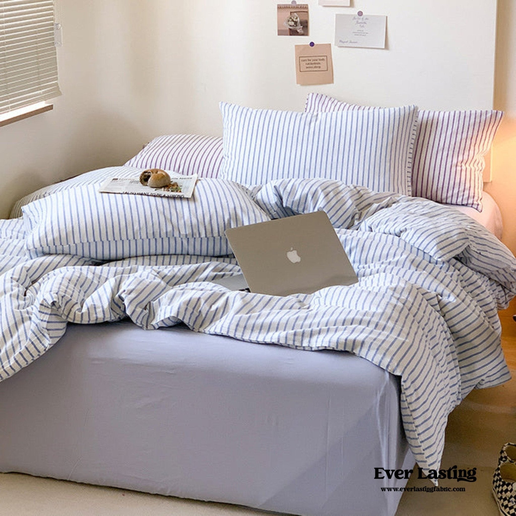 Candy Stripe Washed Cotton Bedding Set / Yellow