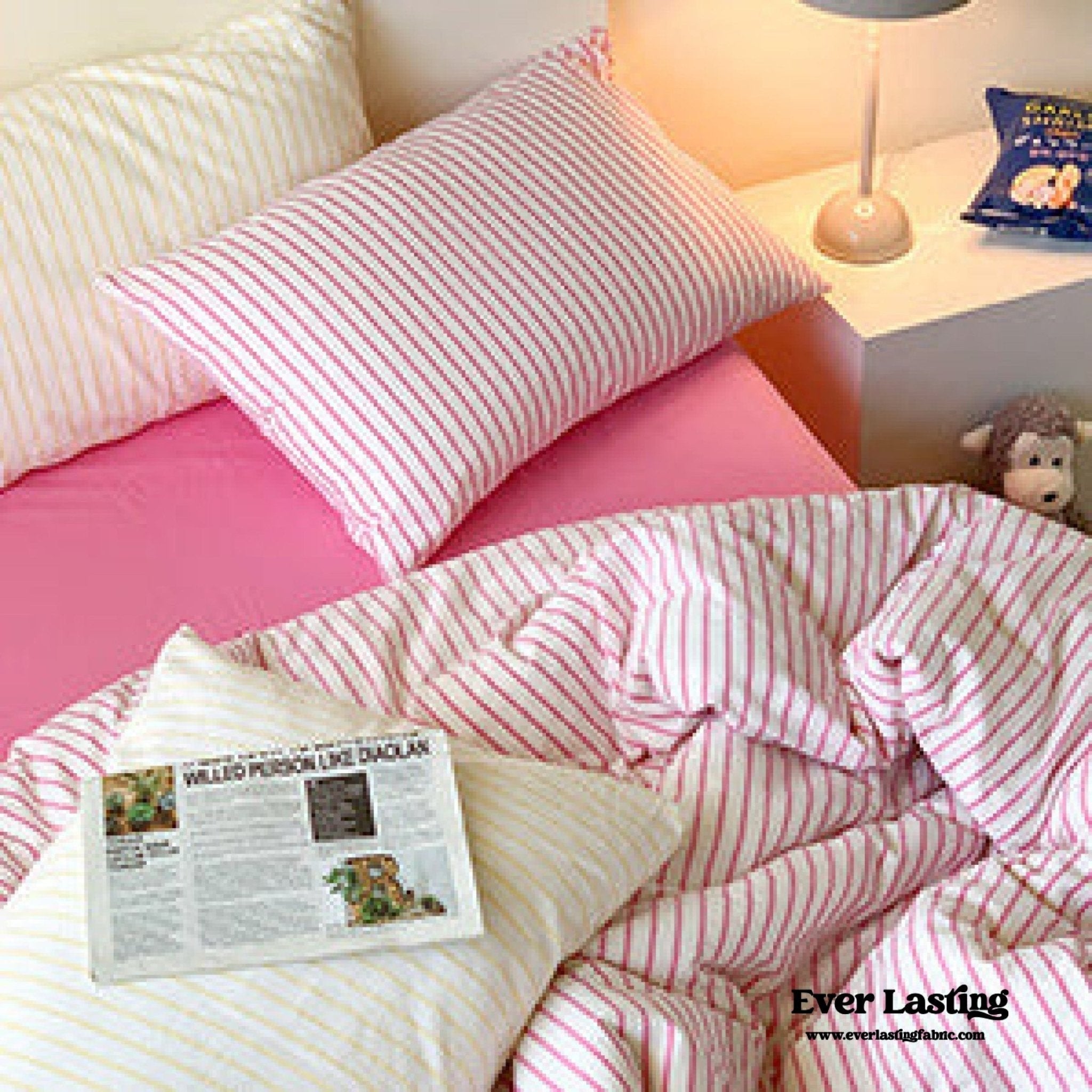 Candy Stripe Washed Cotton Bedding Set / Yellow