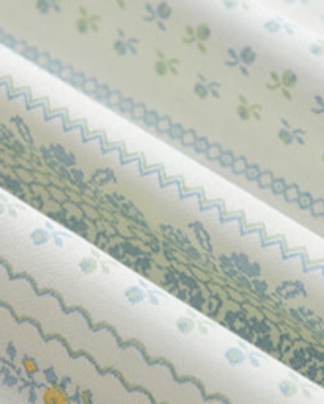 Celia Cottage Ribbon Bow Tie Floral Bedding Set / Blue