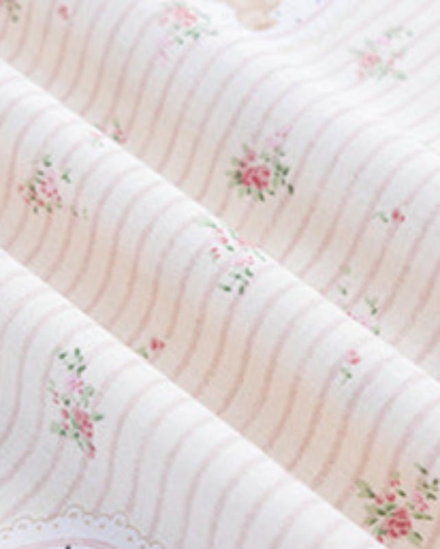 Celia Cottage Ribbon Bow Tie Floral Bedding Set / Purple