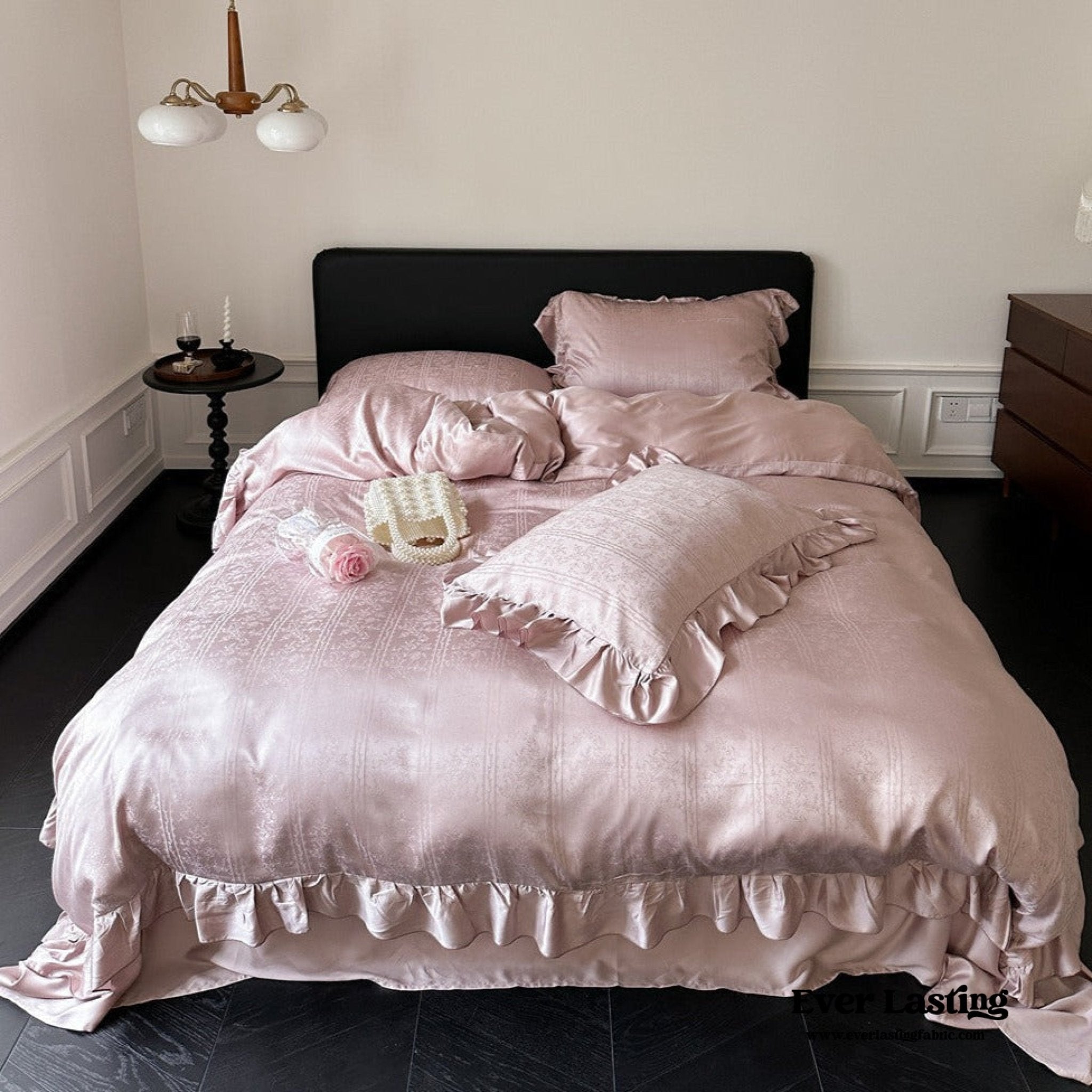 Coquette Tencel Silky Ruffle Bedding Set / White