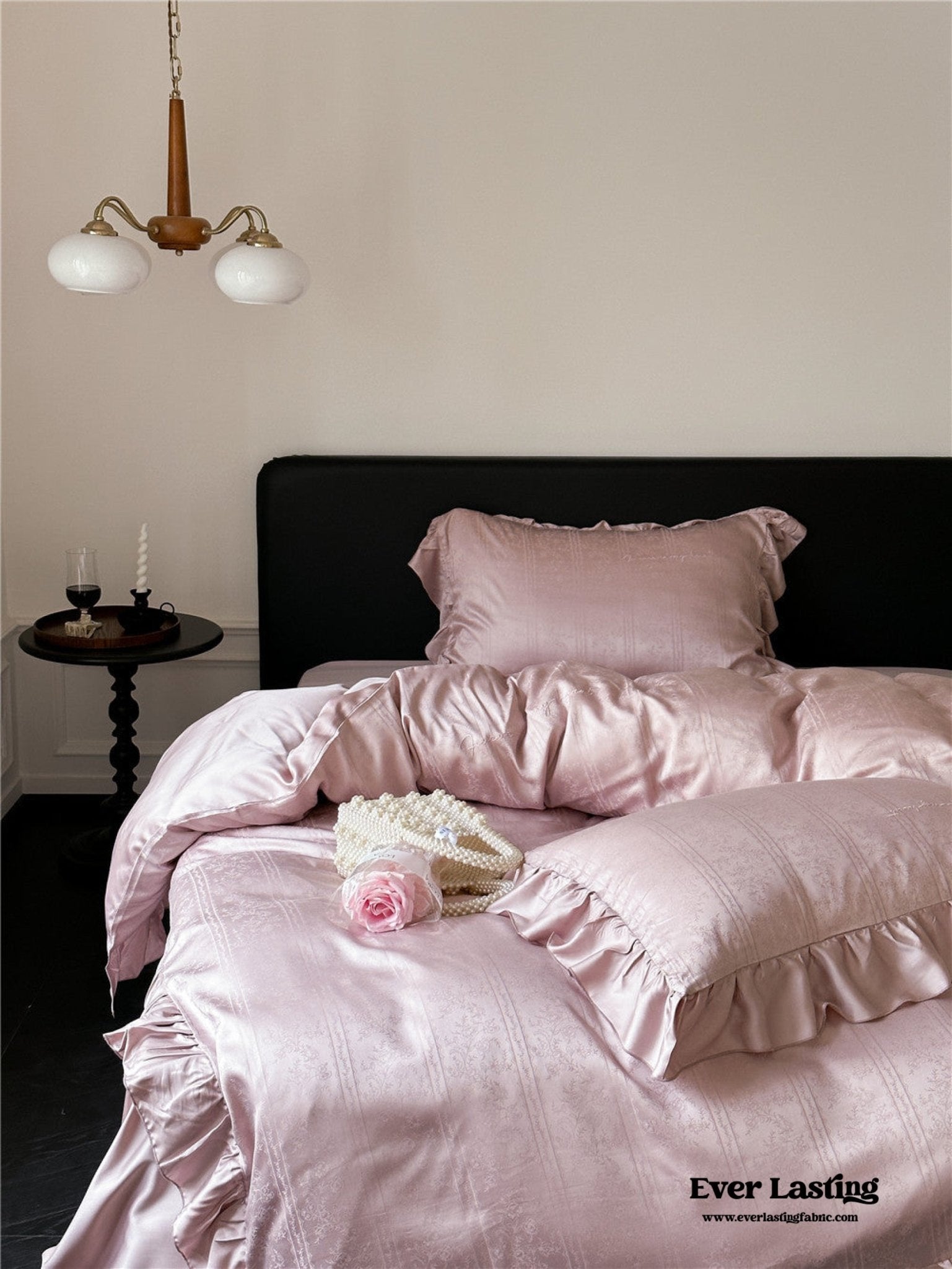 Coquette Tencel Silky Ruffle Bedding Set / White