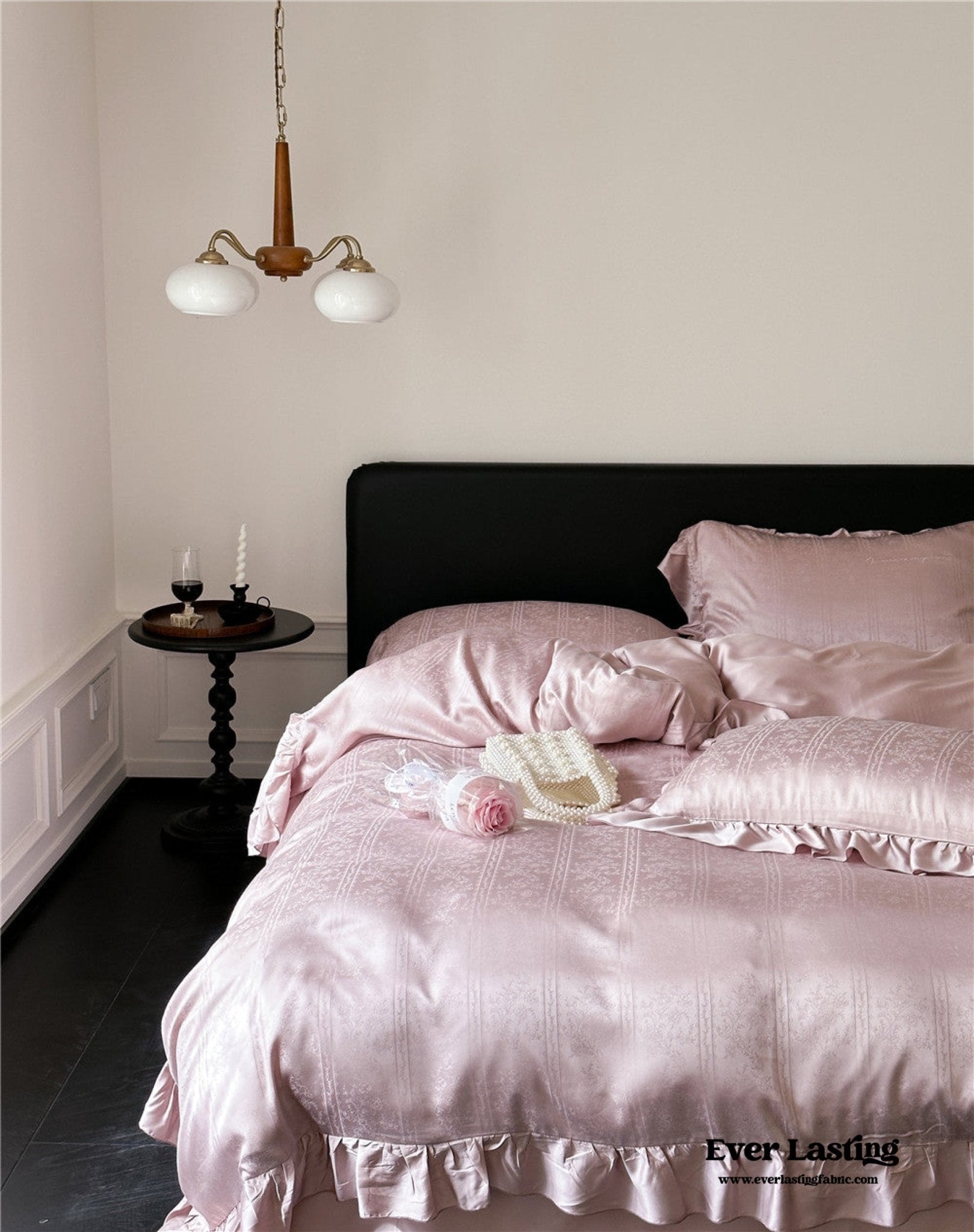 Coquette Tencel Silky Ruffle Bedding Set / White