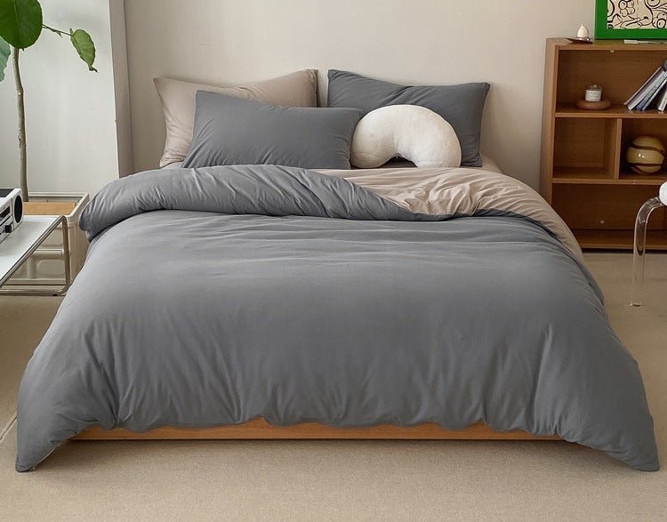 Duo Earth Tone Jersey Knit Bedding Set / Pink Beige