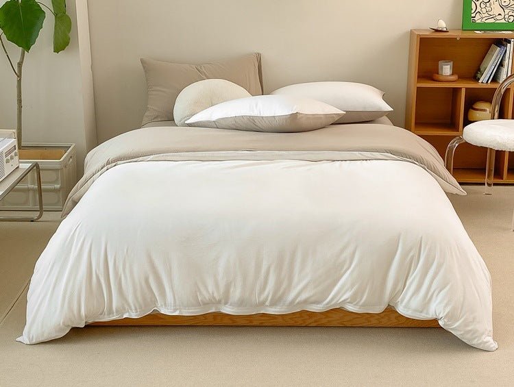 Duo Earth Tone Jersey Knit Bedding Set / Pink Beige