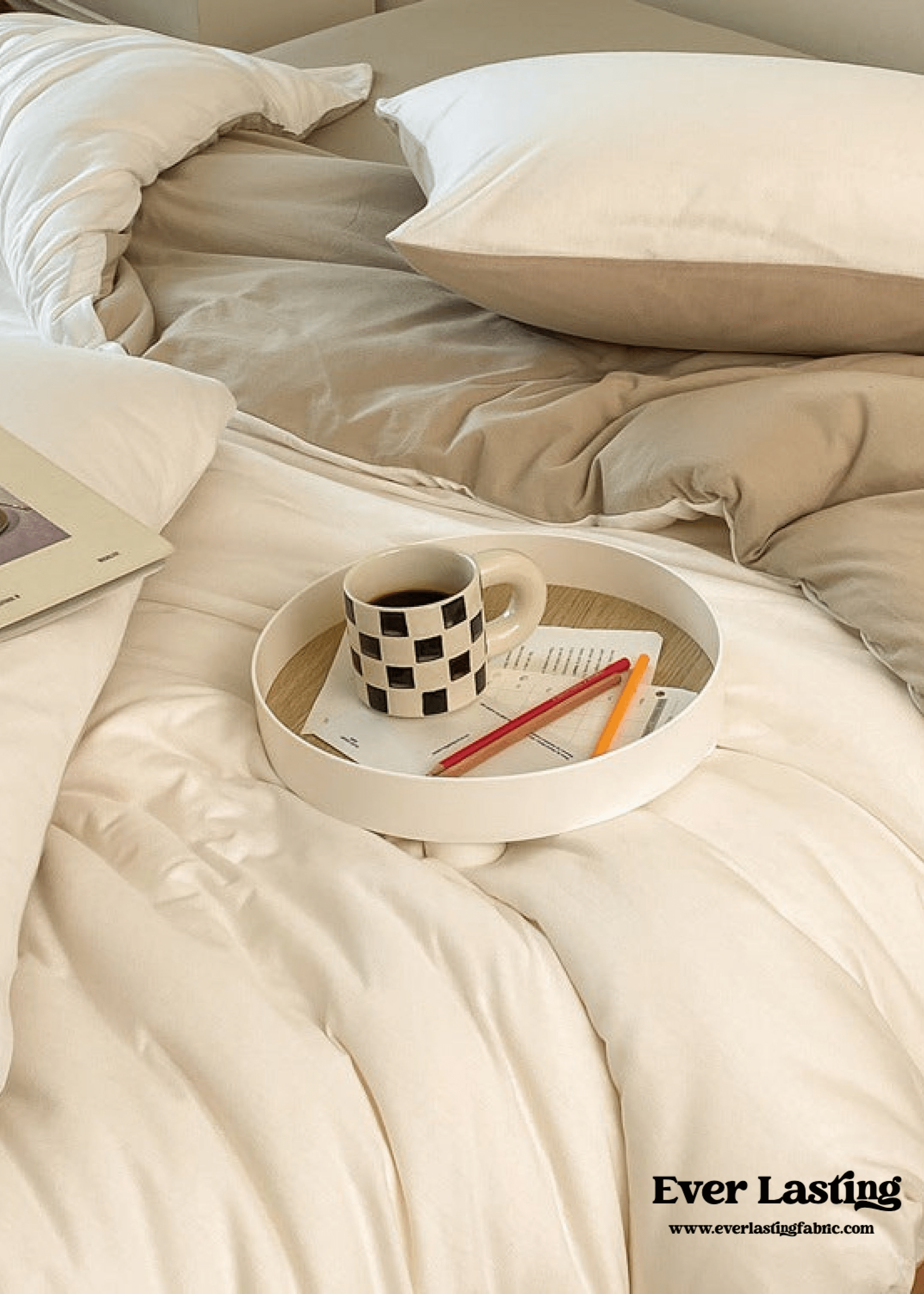 Duo Earth Tone Jersey Knit Bedding Set / Pink Beige