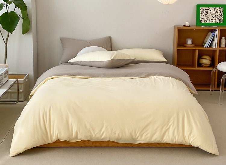 Duo Earth Tone Jersey Knit Bedding Set / Pink Beige