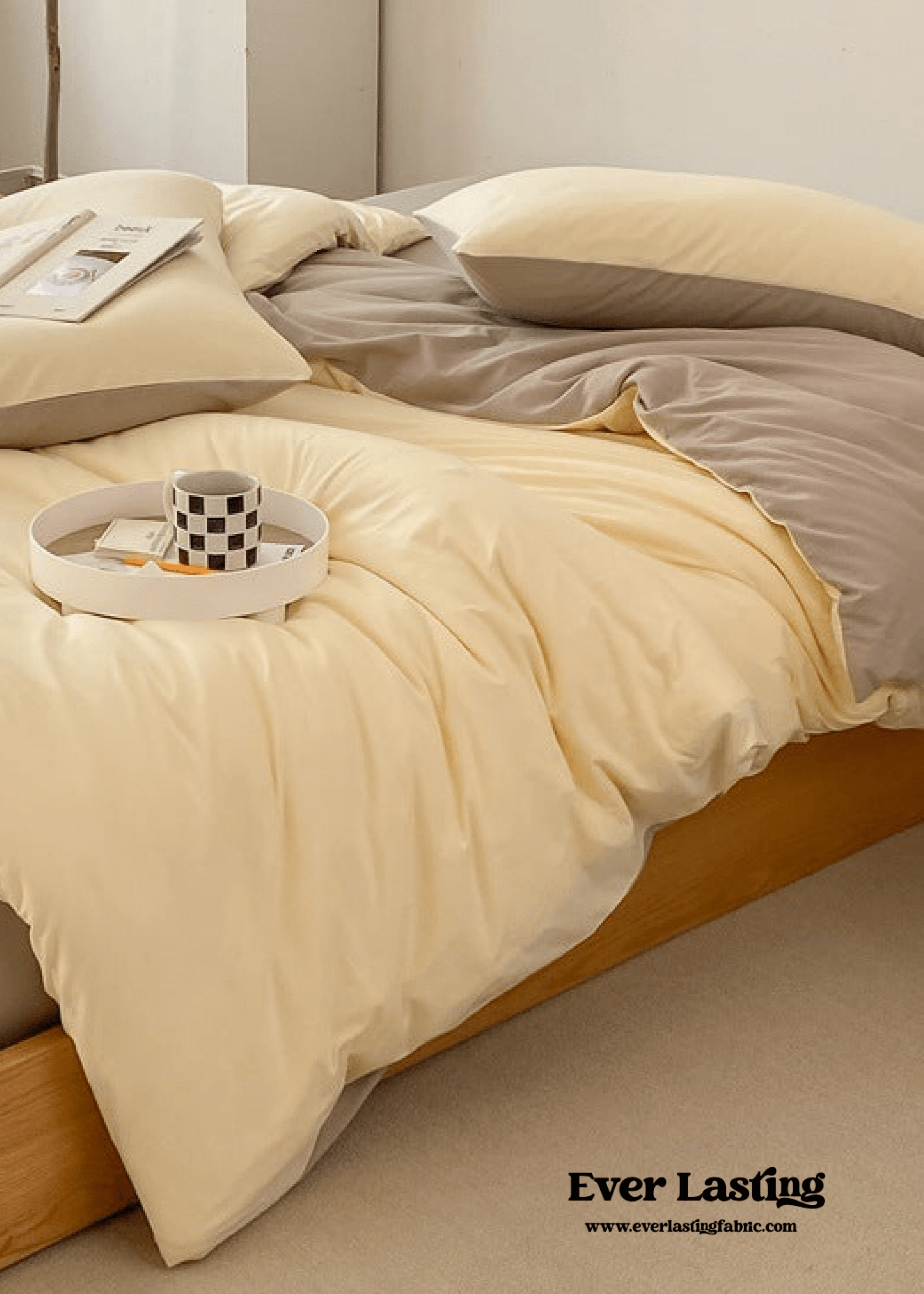 Duo Earth Tone Jersey Knit Bedding Set / Pink Beige