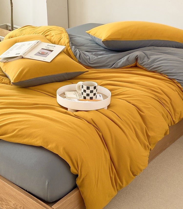 Duo Earth Tone Jersey Knit Bedding Set / Pink Beige