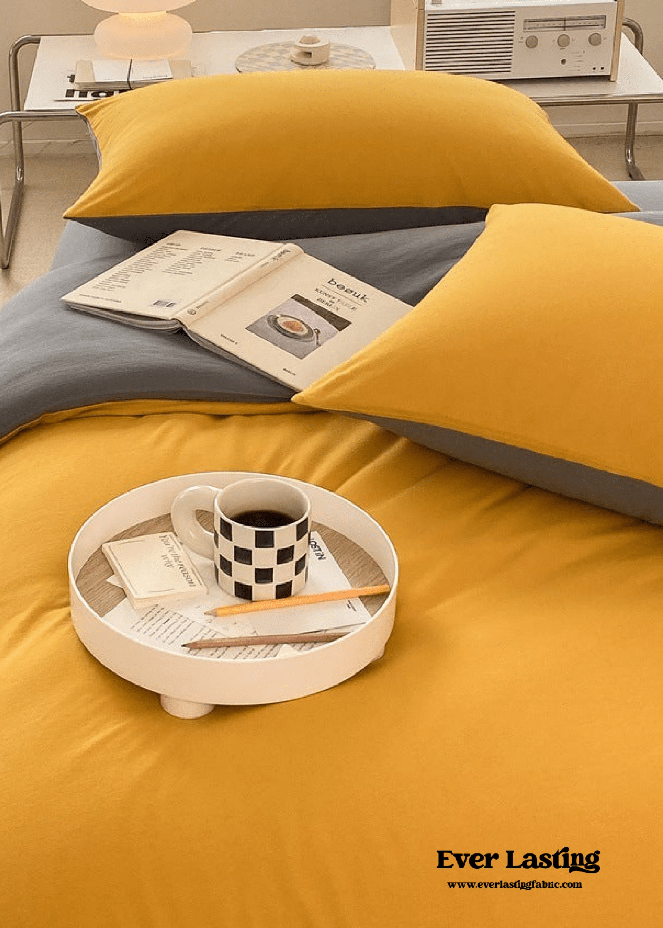 Duo Earth Tone Jersey Knit Bedding Set / Pink Beige