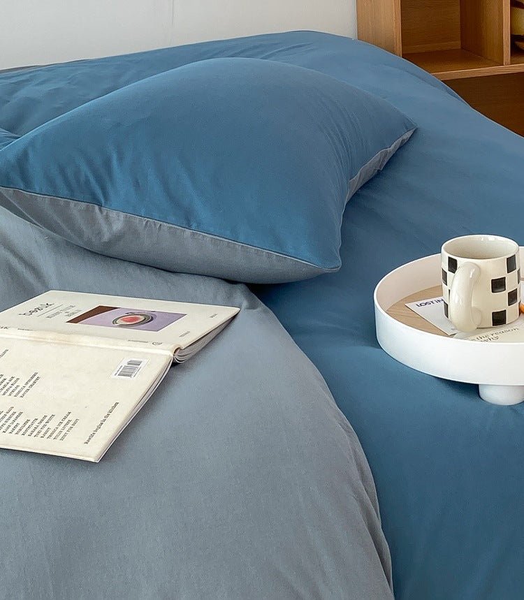 Duo Earth Tone Jersey Knit Bedding Set / White Beige